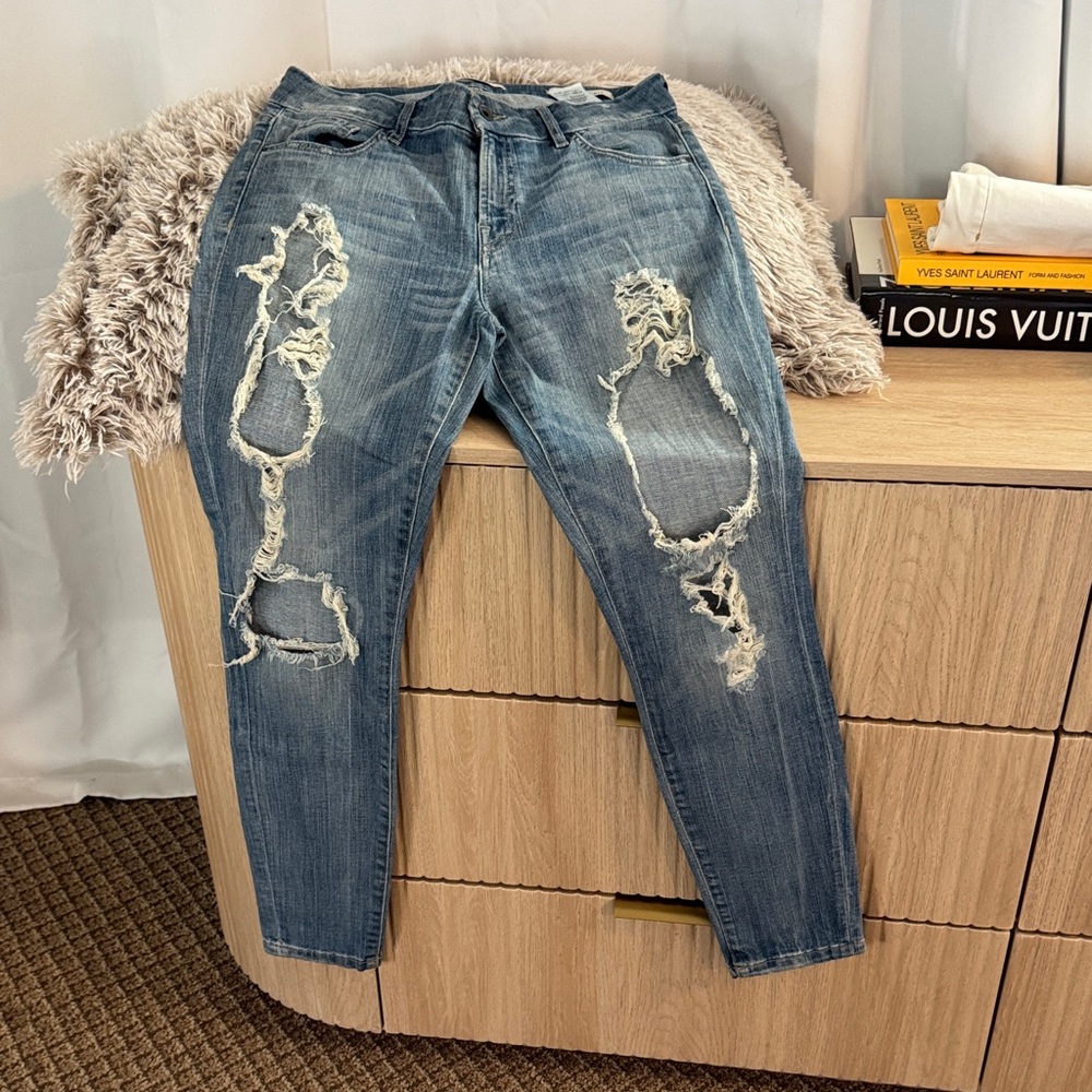 Guess Ripped Blue Boyfriend Jeans
